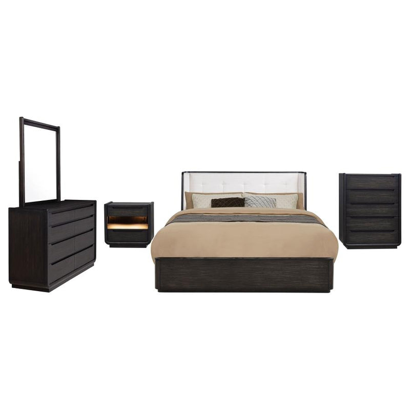 Leandro 5-piece California King Bedroom Set Burnished Black-zoom-