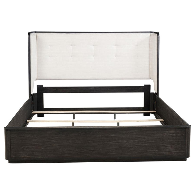 Leandro 55-inch California King Wingback Bed Burnished Black-zoom-