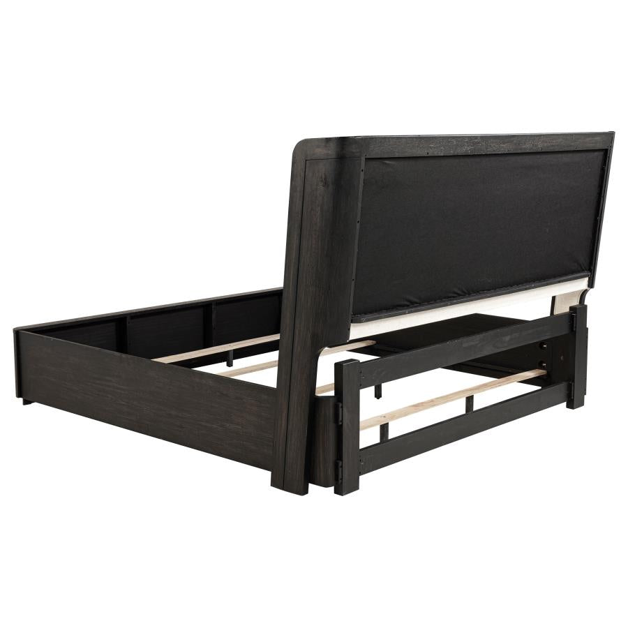 Leandro 55-inch California King Wingback Bed Burnished Black-zoom-4