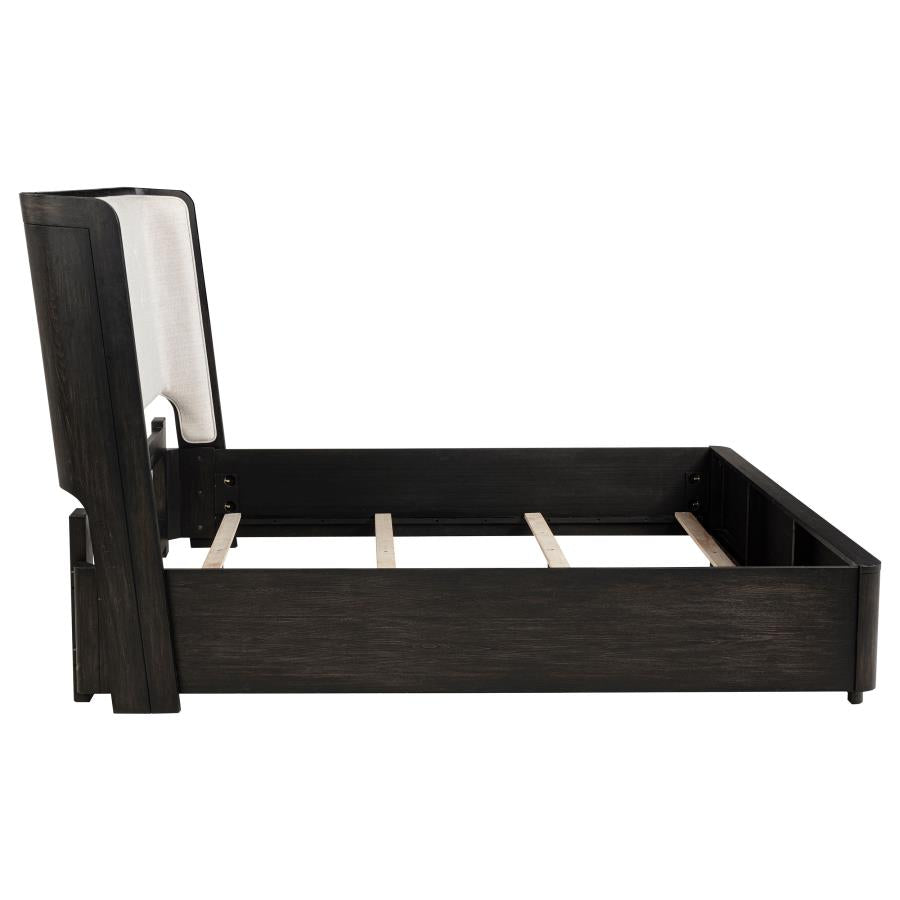 Leandro 55-inch California King Wingback Bed Burnished Black-zoom-5