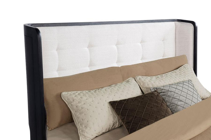 Leandro 55-inch California King Wingback Bed Burnished Black-zoom-