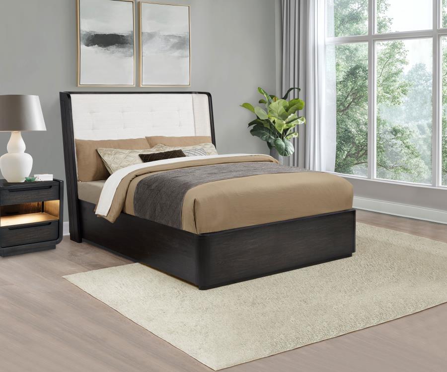 Leandro 55-inch Queen Wingback Bed Burnished Black-2