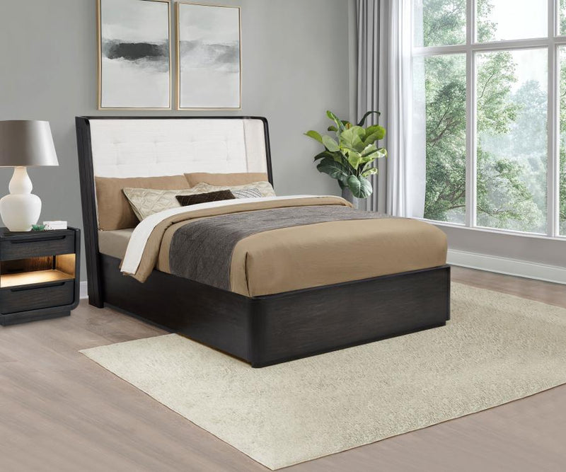 Leandro 55-inch Queen Wingback Bed Burnished Black-zoom-