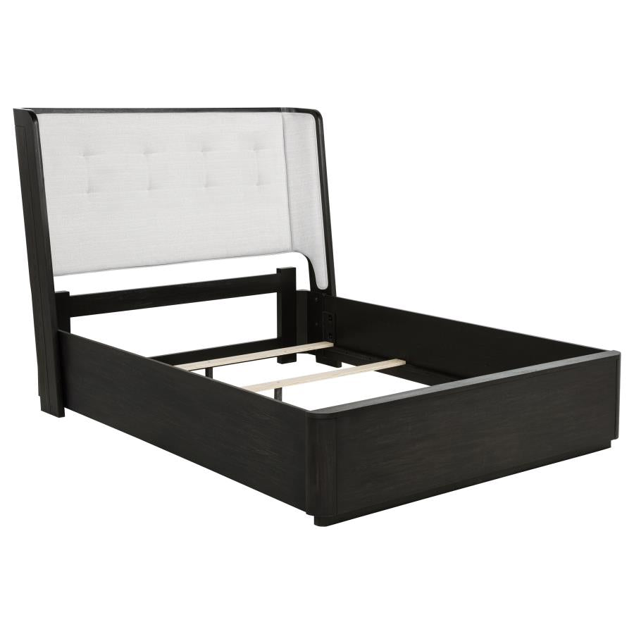 Leandro 55-inch Queen Wingback Bed Burnished Black-zoom-1