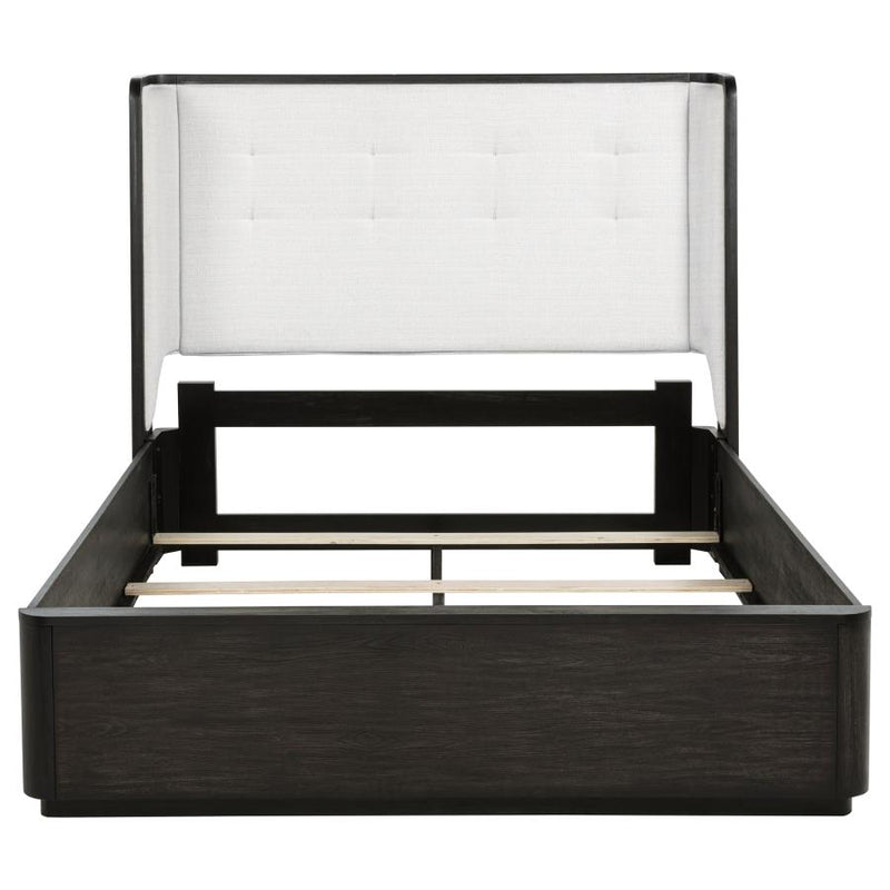 Leandro 55-inch Queen Wingback Bed Burnished Black-zoom-