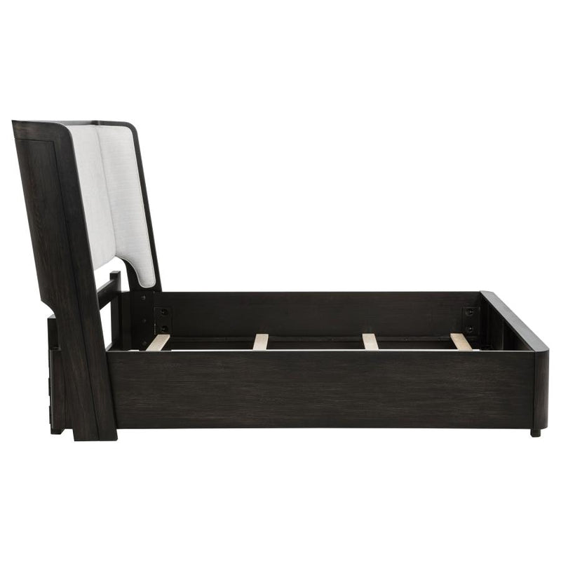 Leandro 55-inch Queen Wingback Bed Burnished Black-zoom-