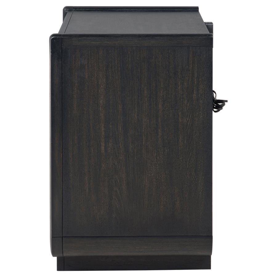 Leandro 2-drawer LED Nightstand with USB Burnished Black-5