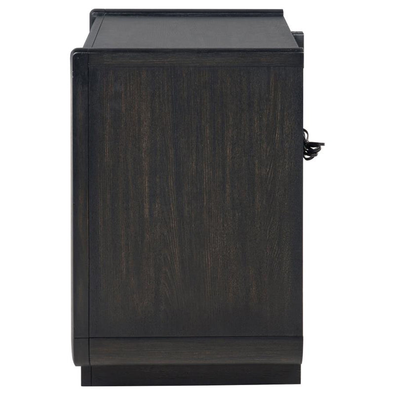 Leandro 2-drawer LED Nightstand with USB Burnished Black-zoom-