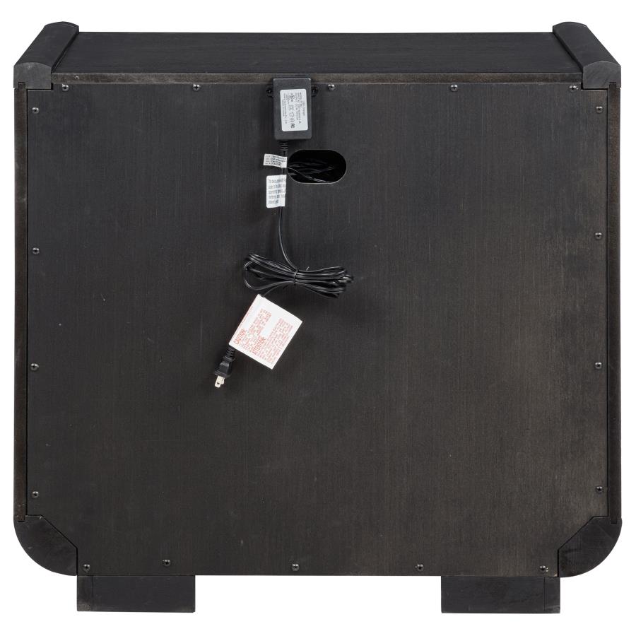 Leandro 2-drawer LED Nightstand with USB Burnished Black-zoom-7
