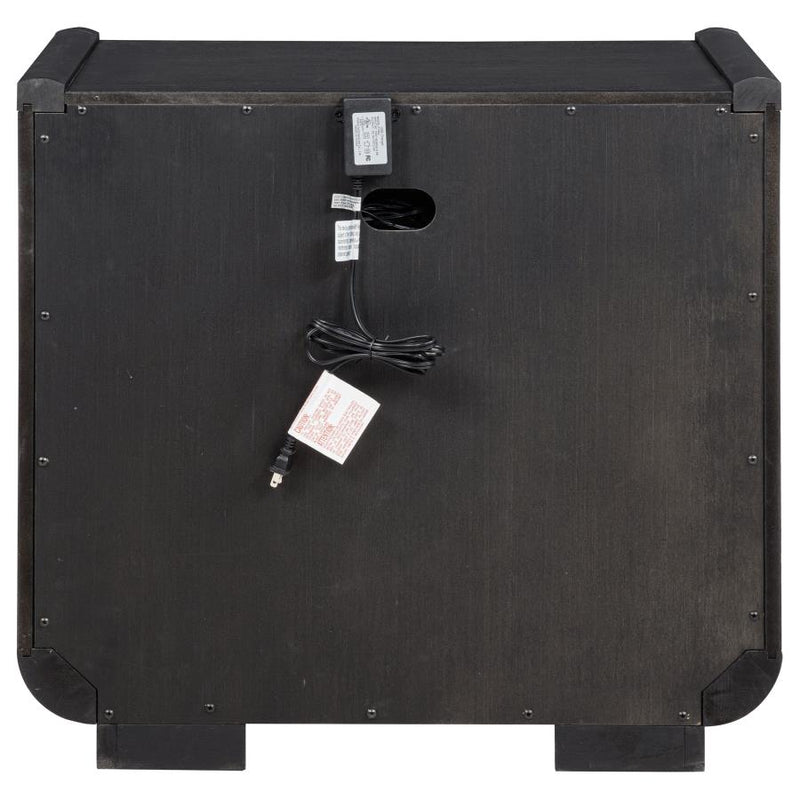 Leandro 2-drawer LED Nightstand with USB Burnished Black-zoom-