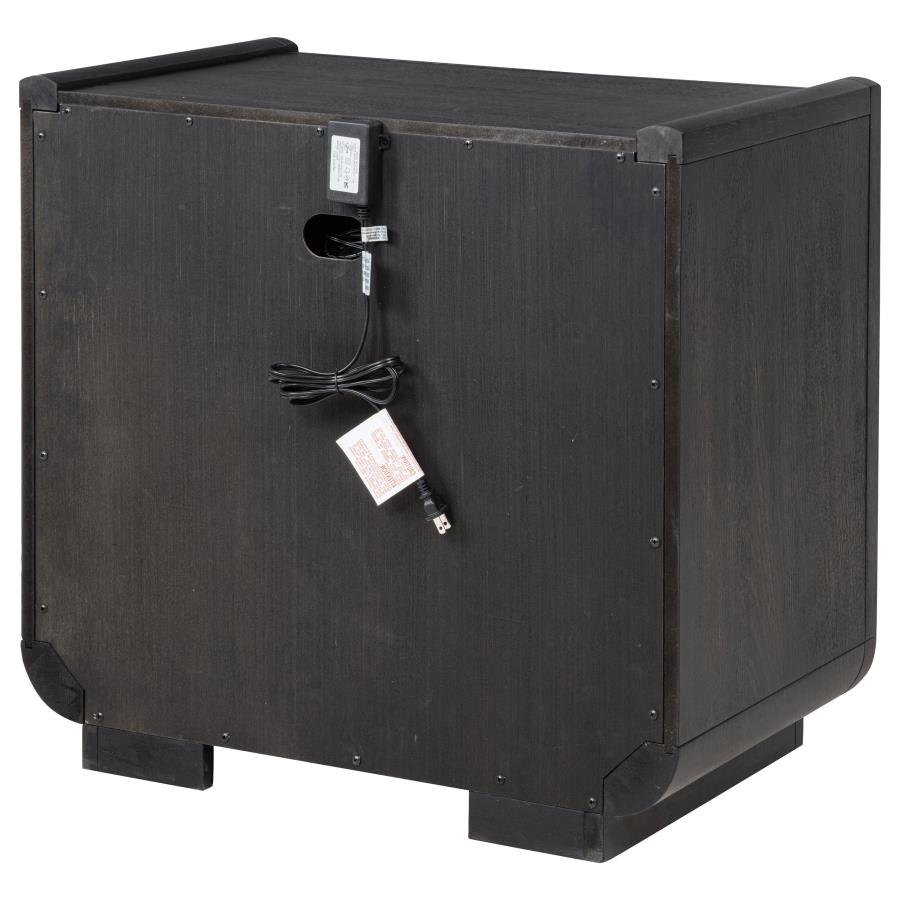 Leandro 2-drawer LED Nightstand with USB Burnished Black-8