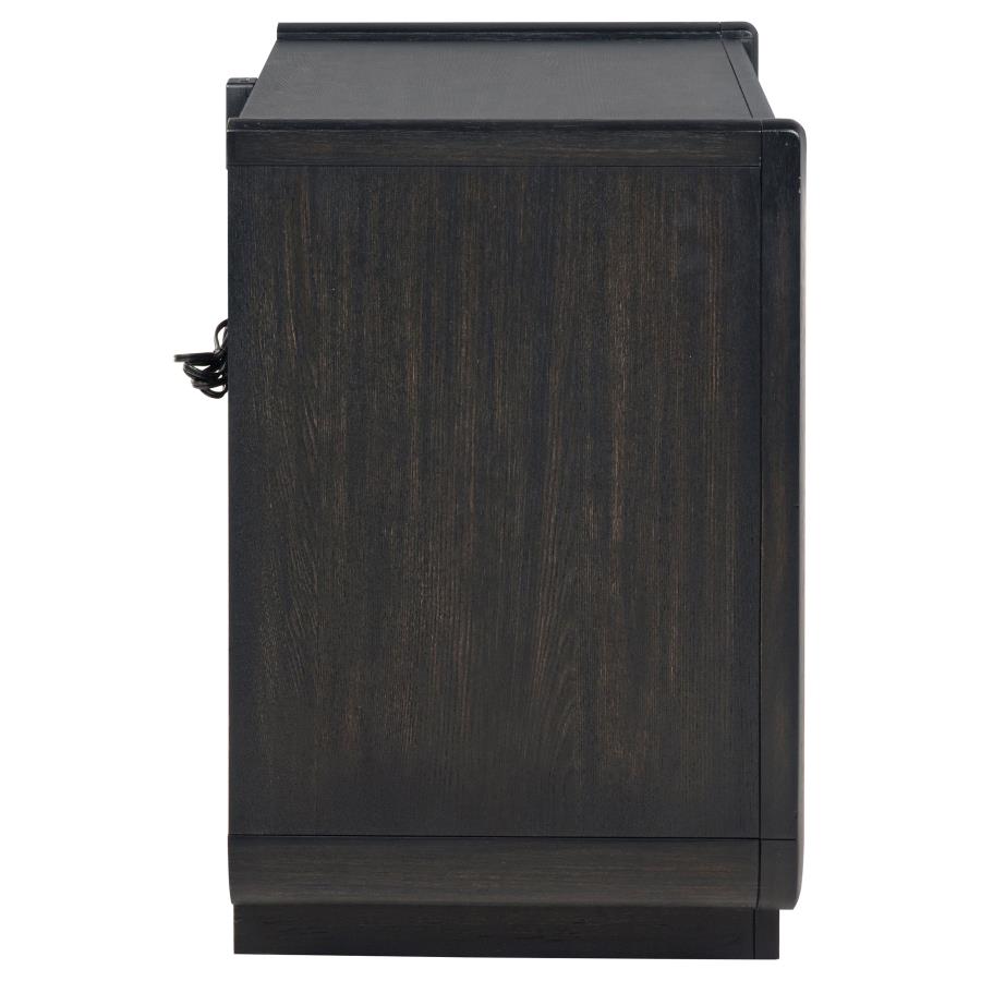 Leandro 2-drawer LED Nightstand with USB Burnished Black-9