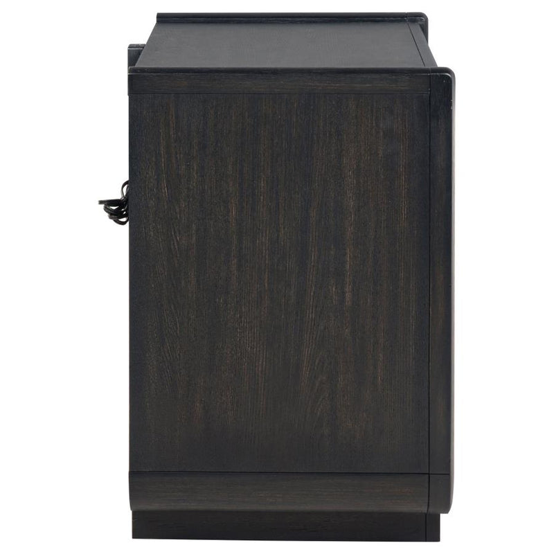 Leandro 2-drawer LED Nightstand with USB Burnished Black-zoom-