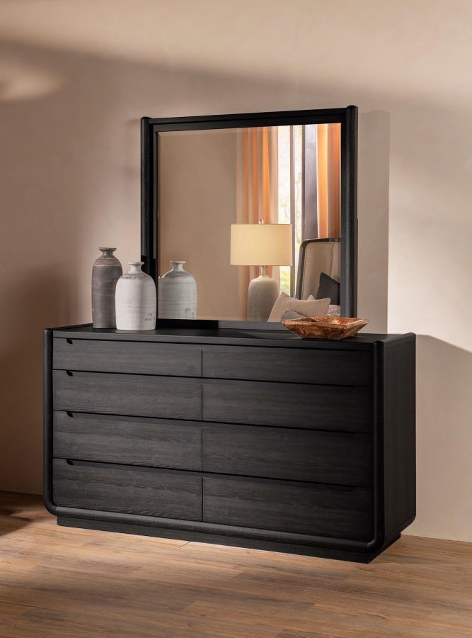 Leandro 8-drawer Bedroom Dresser with Mirror Burnished Black-zoom-