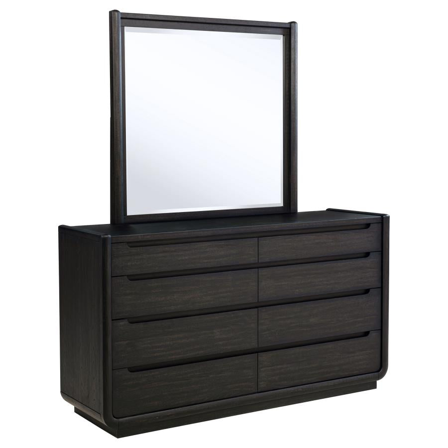 Leandro 8-drawer Bedroom Dresser with Mirror Burnished Black-1
