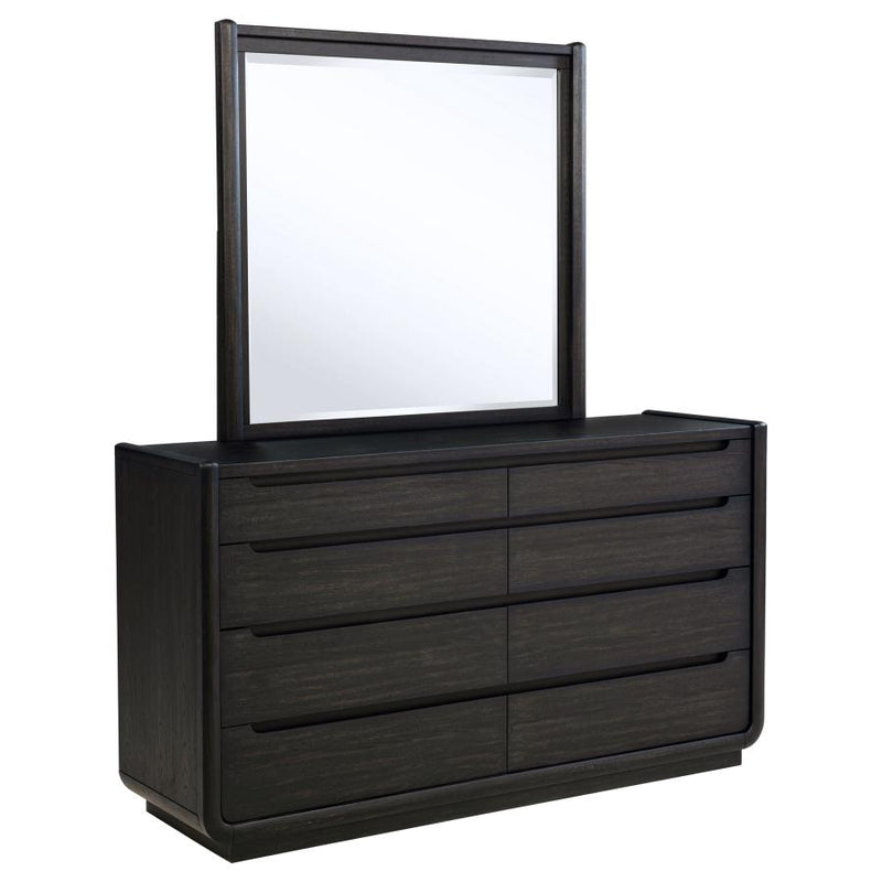 Leandro 8-drawer Bedroom Dresser with Mirror Burnished Black-zoom-