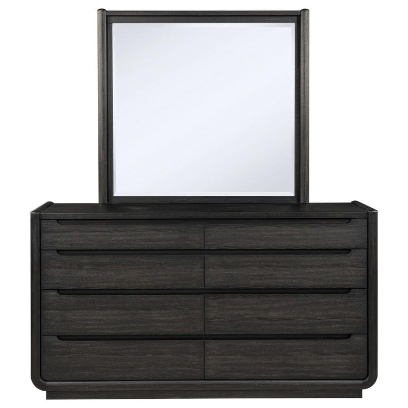 Leandro 8-drawer Bedroom Dresser with Mirror Burnished Black-zoom-