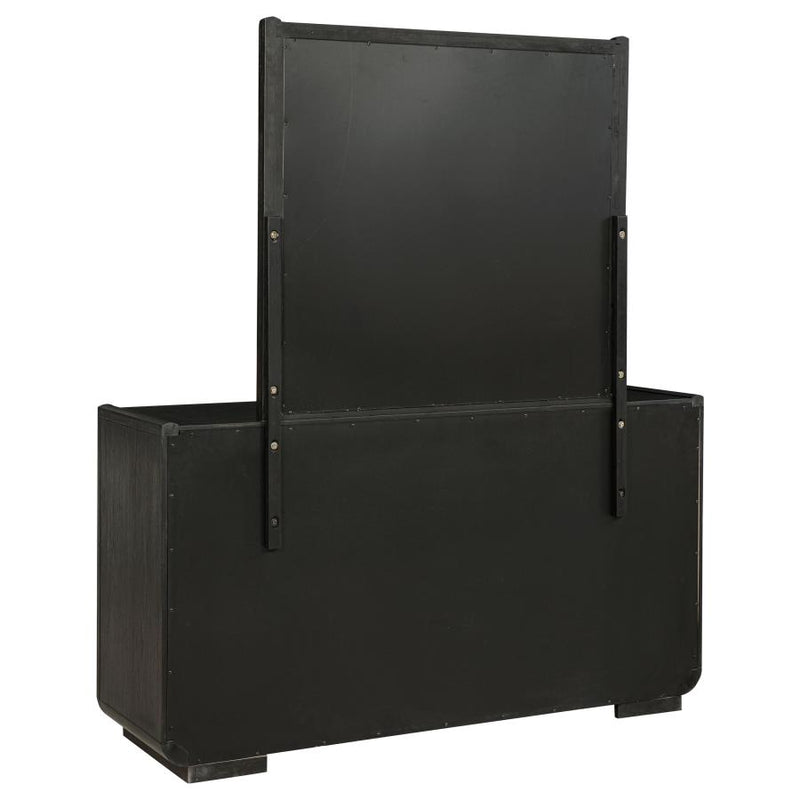 Leandro 8-drawer Bedroom Dresser with Mirror Burnished Black-zoom-