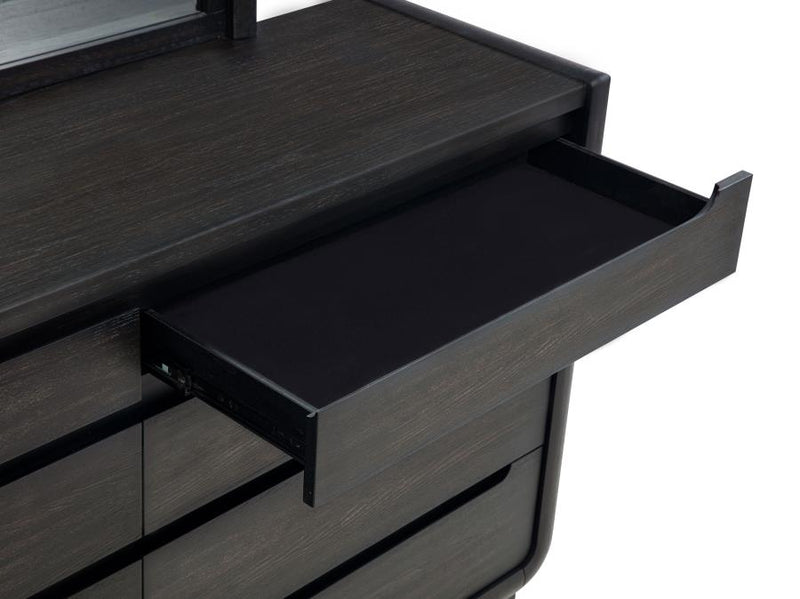 Leandro 8-drawer Bedroom Dresser with Mirror Burnished Black-zoom-