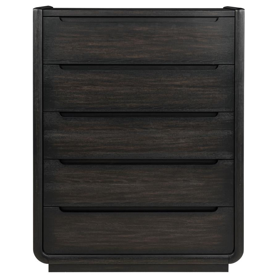 Leandro 5-drawer Bedroom Chest of Drawers Burnished Black-3