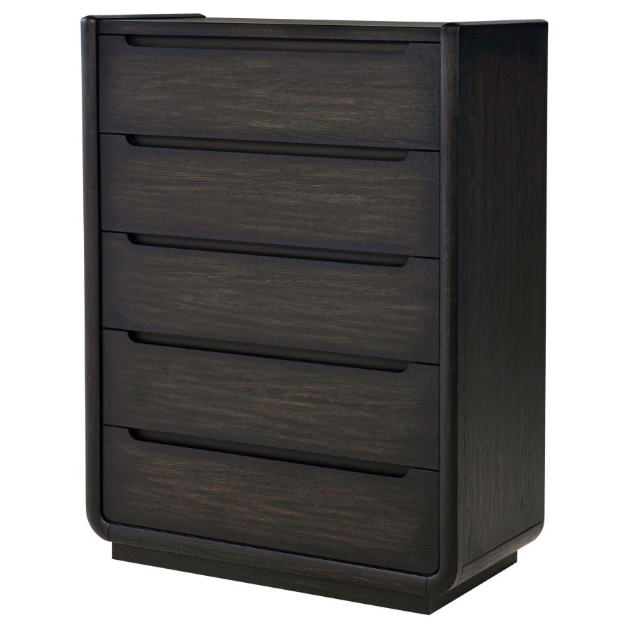 Leandro 5-drawer Bedroom Chest of Drawers Burnished Black-zoom-4