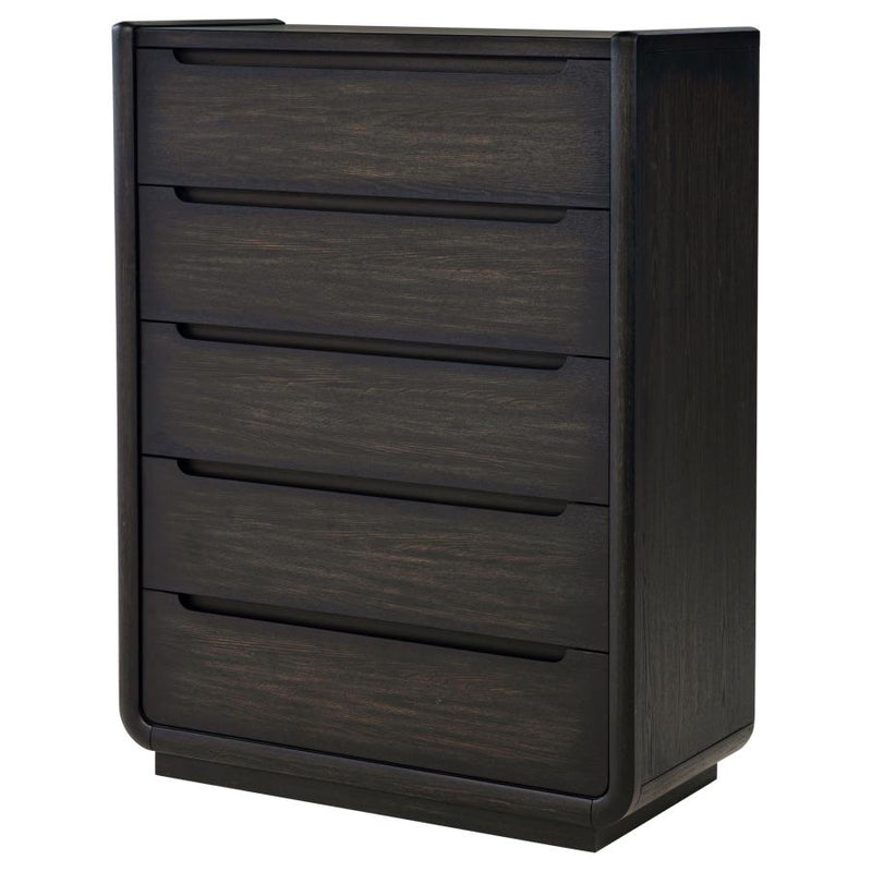 Leandro 5-drawer Bedroom Chest of Drawers Burnished Black-zoom-