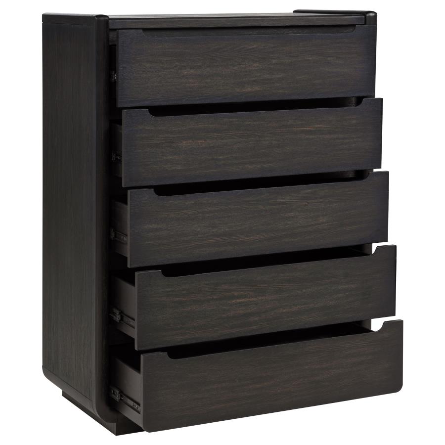 Leandro 5-drawer Bedroom Chest of Drawers Burnished Black-zoom-10