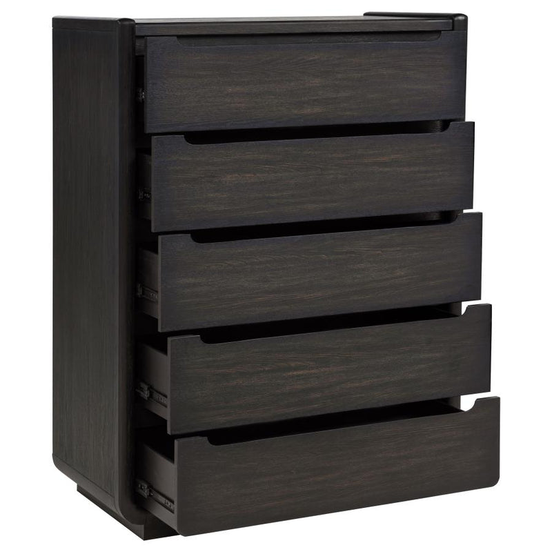 Leandro 5-drawer Bedroom Chest of Drawers Burnished Black-zoom-