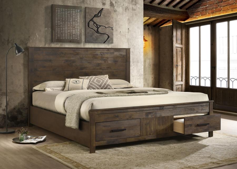 Woodmont California King Storage Bed Rustic Golden Brown-2