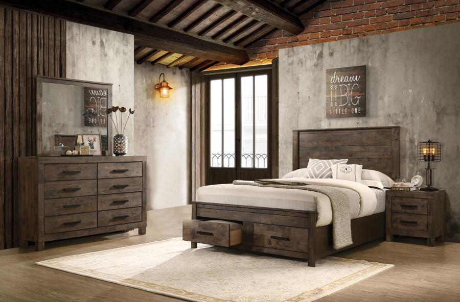 Woodmont 4-piece Queen Bedroom Set Rustic Golden Brown-zoom-1