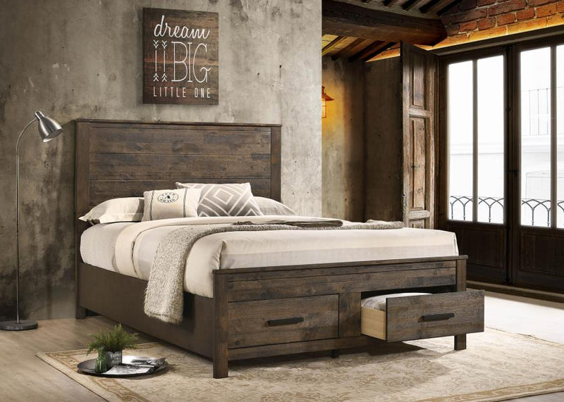 Woodmont Wood Queen Storage Panel Bed Rustic Golden Brown-zoom-