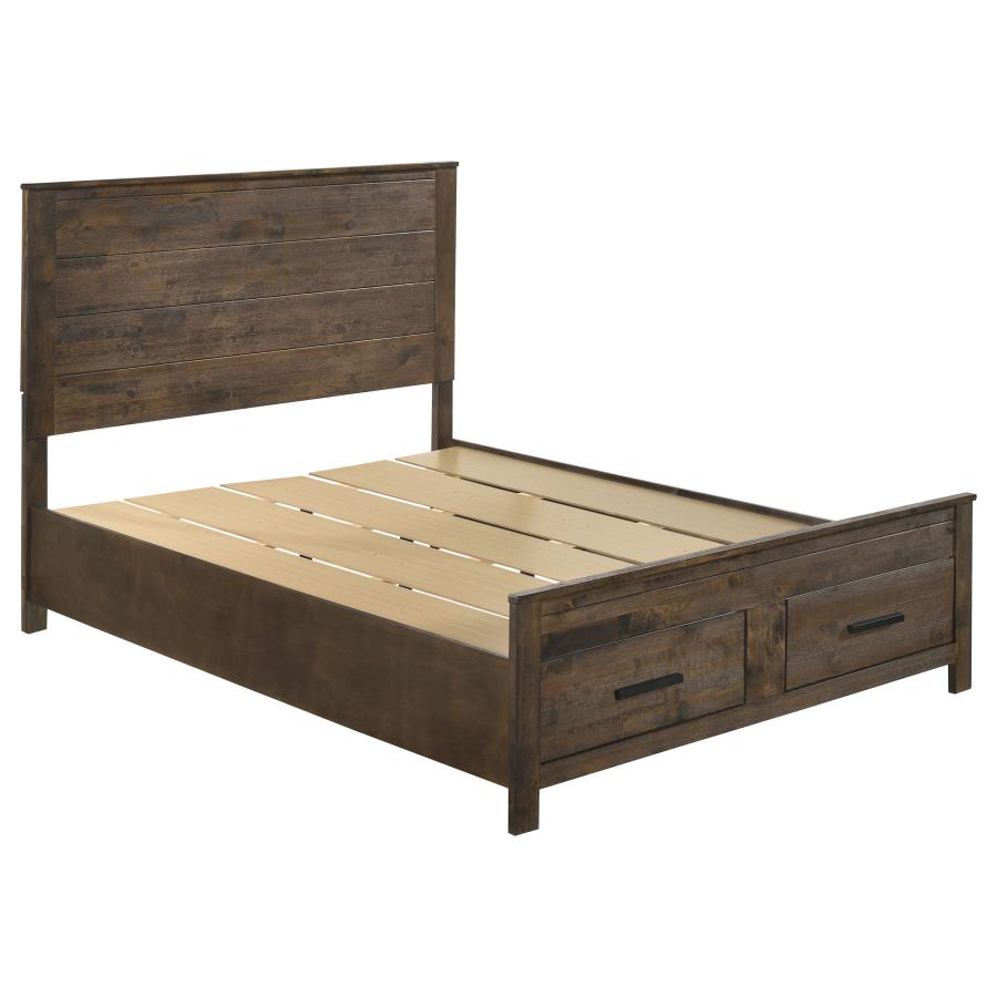 Woodmont Wood Queen Storage Panel Bed Rustic Golden Brown-zoom-1
