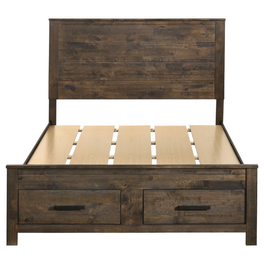 Woodmont Wood Queen Storage Panel Bed Rustic Golden Brown-zoom-4