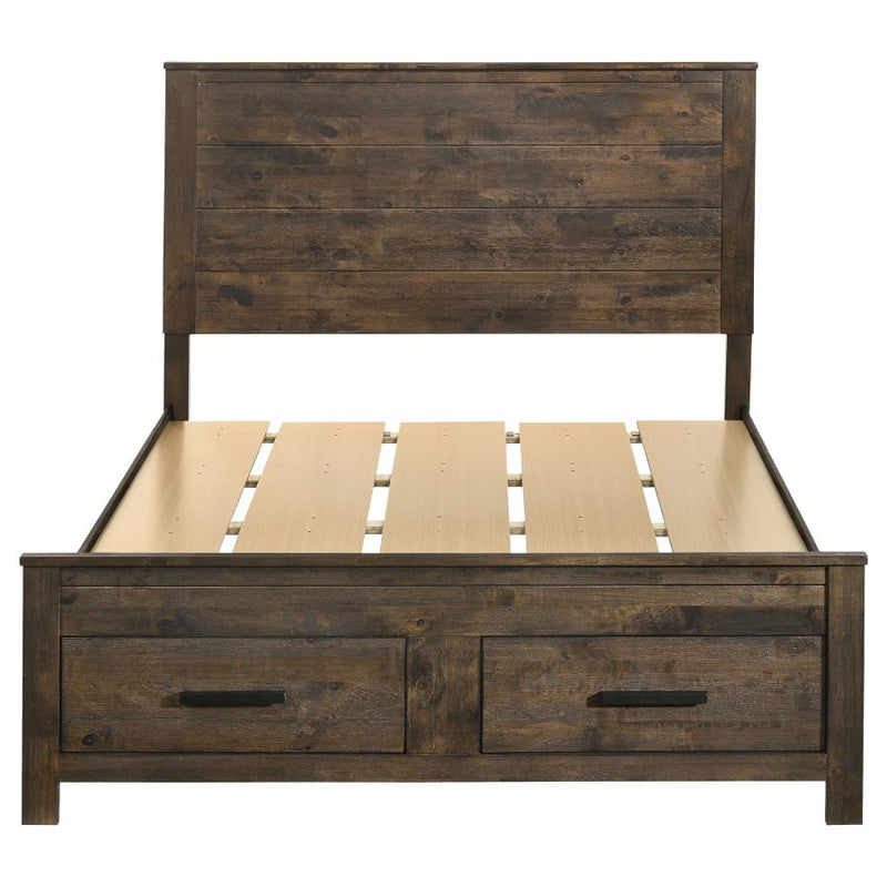 Woodmont Wood Queen Storage Panel Bed Rustic Golden Brown-zoom-