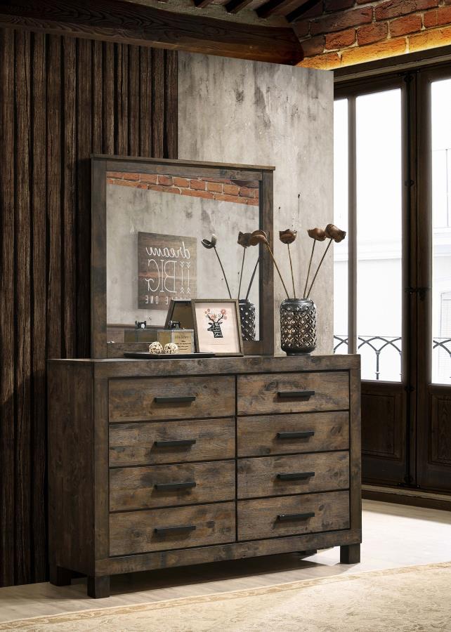 Woodmont 8-drawer Dresser with Mirror Rustic Golden Brown-zoom-2