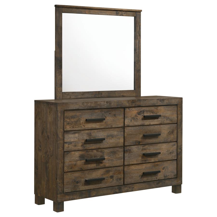 Woodmont 8-drawer Dresser with Mirror Rustic Golden Brown-zoom-1