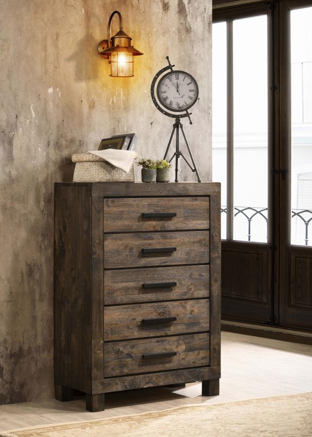 Woodmont 5-drawer Bedroom Chest Rustic Golden Brown-2