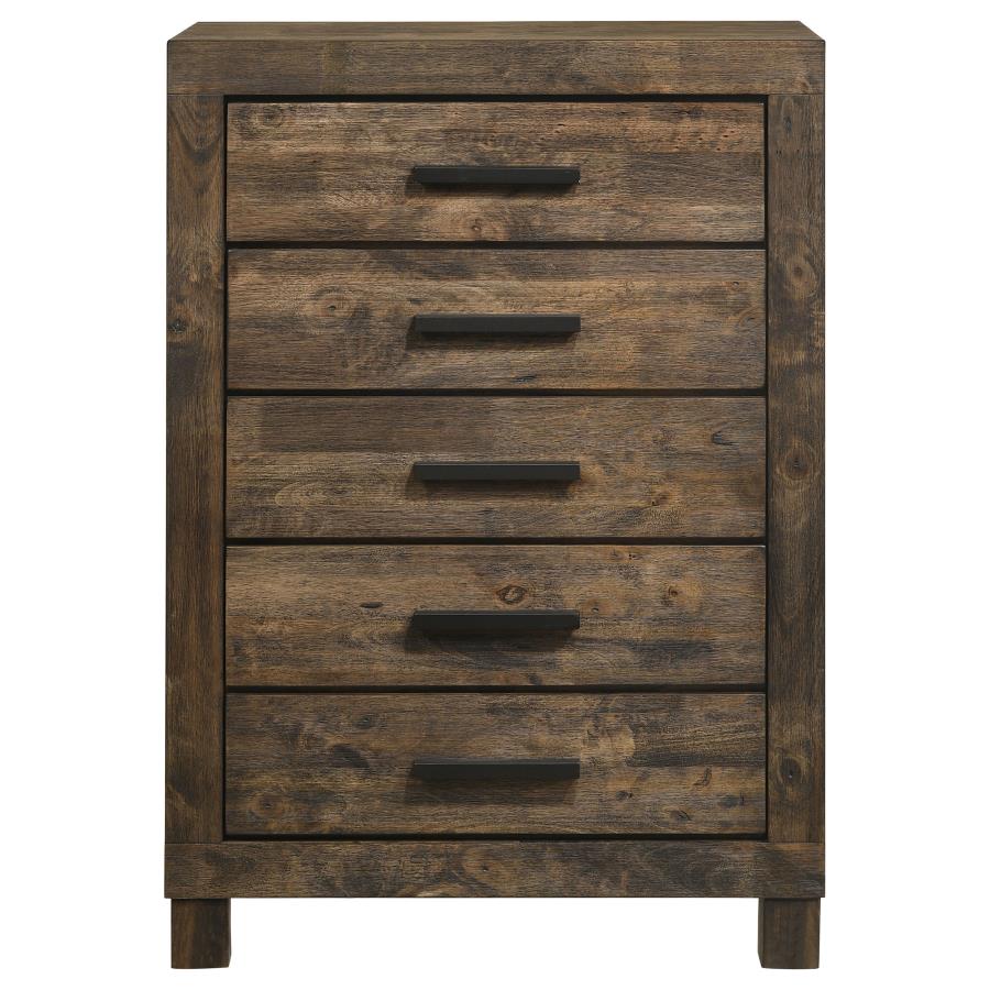 Woodmont 5-drawer Bedroom Chest Rustic Golden Brown-3