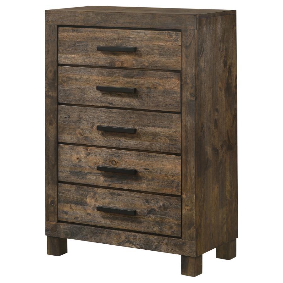 Woodmont 5-drawer Bedroom Chest Rustic Golden Brown-4