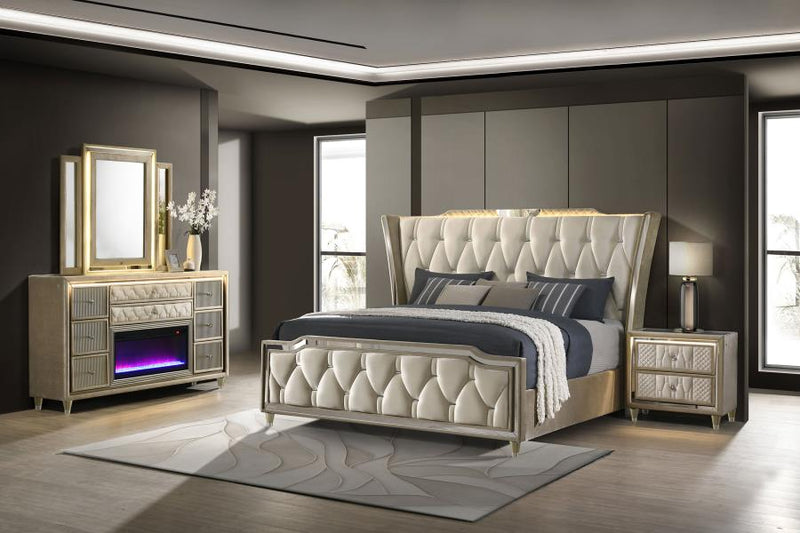 Lorient 4-piece Eastern King Bedroom Set Ivory and Camel-zoom-