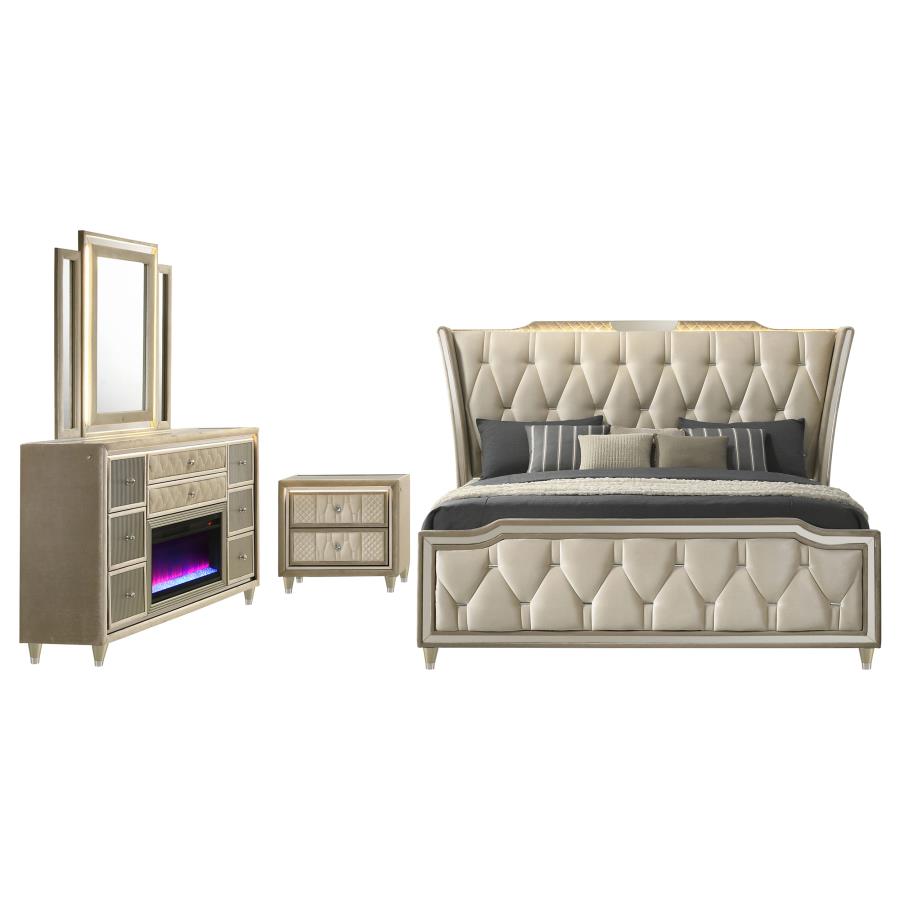 Lorient 4-piece Eastern King Bedroom Set Ivory and Camel-zoom-2