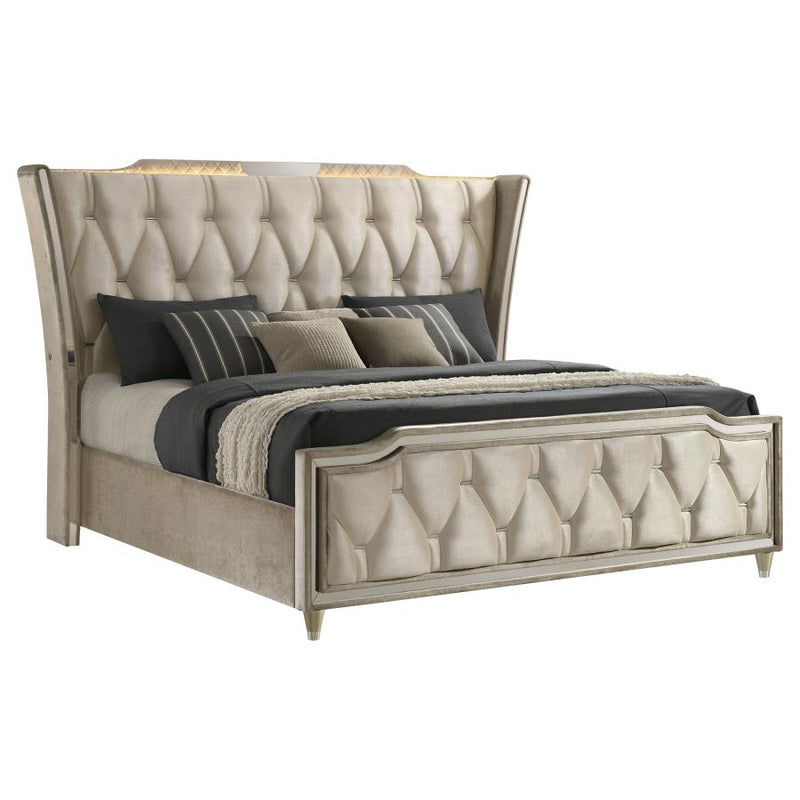 Lorient Eastern King LED Upholstered Bed Ivory and Camel-zoom-