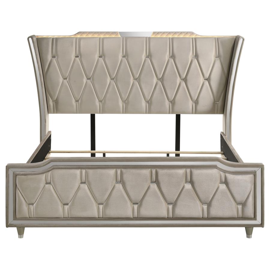 Lorient Eastern King LED Upholstered Bed Ivory and Camel-zoom-4