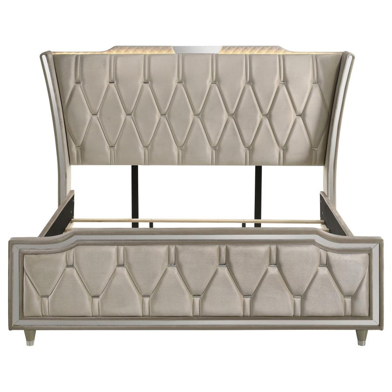 Lorient Eastern King LED Upholstered Bed Ivory and Camel-zoom-