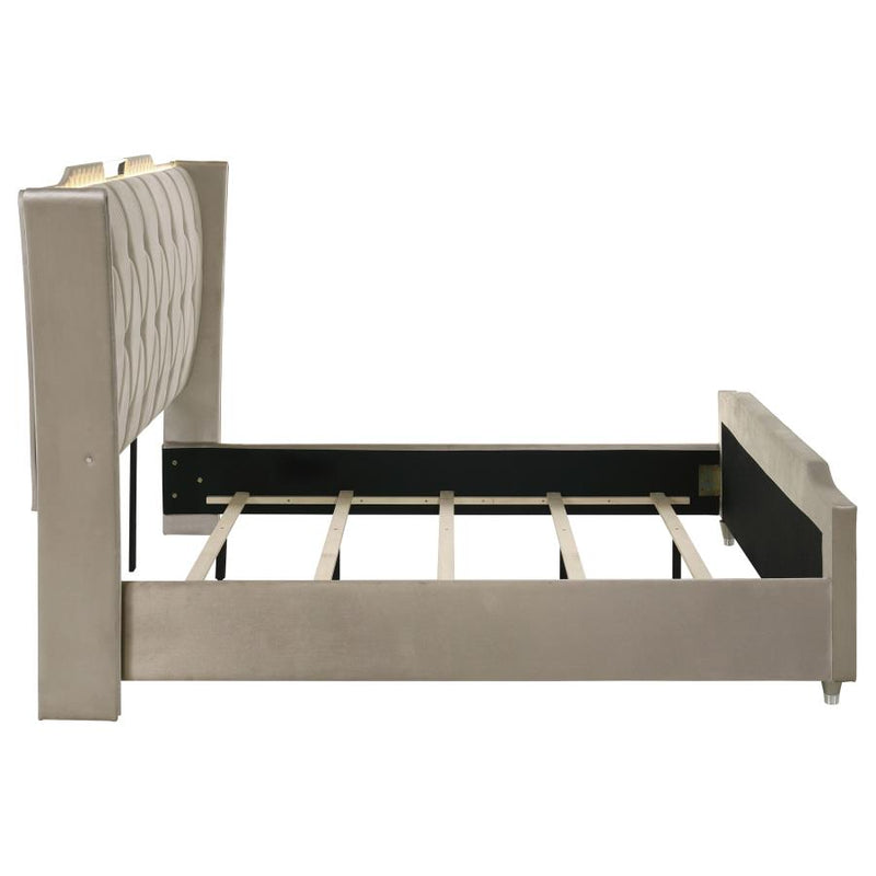 Lorient Eastern King LED Upholstered Bed Ivory and Camel-zoom-