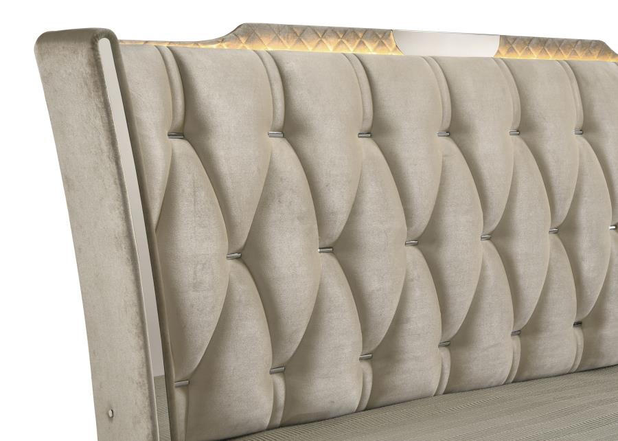 Lorient Eastern King LED Upholstered Bed Ivory and Camel-7