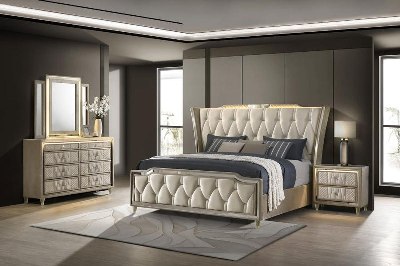 Lorient 4-piece Queen Bedroom Set Ivory and Camel-zoom-