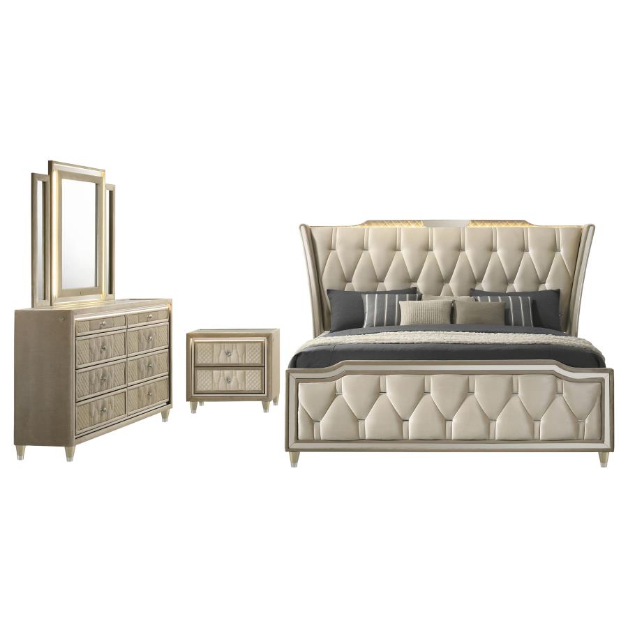 Lorient 4-piece Queen Bedroom Set Ivory and Camel-2