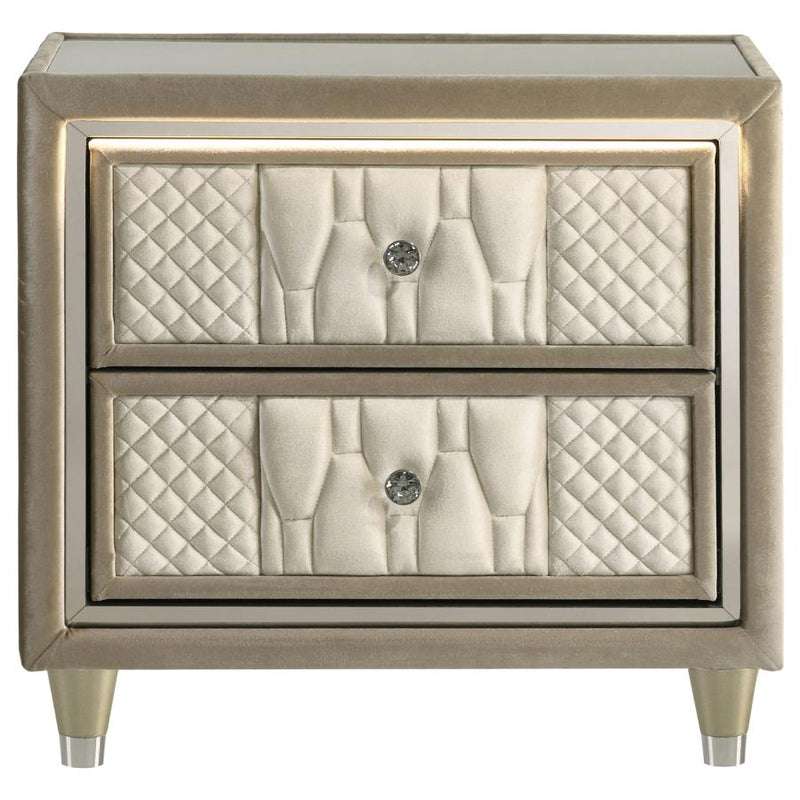 Lorient 2-drawer LED Nightstand with USB Ivory and Camel-zoom-