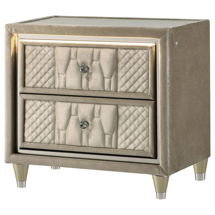 Lorient 2-drawer LED Nightstand with USB Ivory and Camel-zoom-4